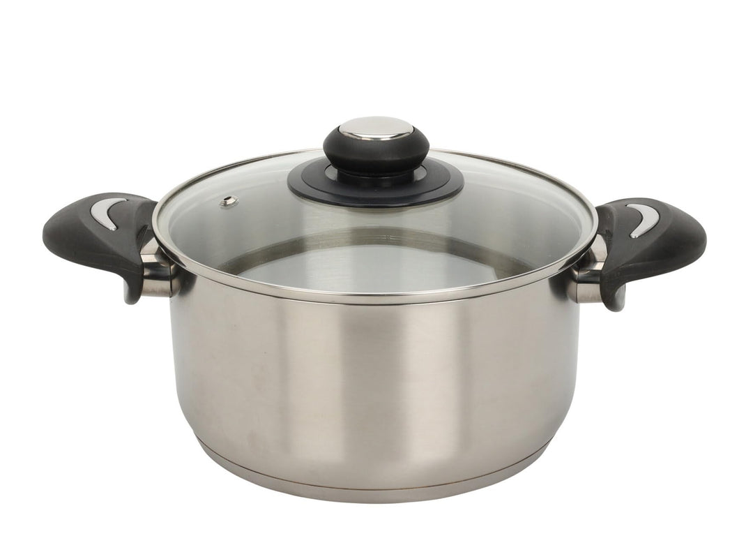 Edelstahl Kochtopf mit Glasdeckel - 2,1 L / 20 x 15,5 cm - Universal Küchentopf mit Griffen - Topf f