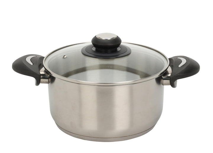 Edelstahl Kochtopf mit Glasdeckel - 2,1 L / 20 x 15,5 cm - Universal Küchentopf mit Griffen - Topf f