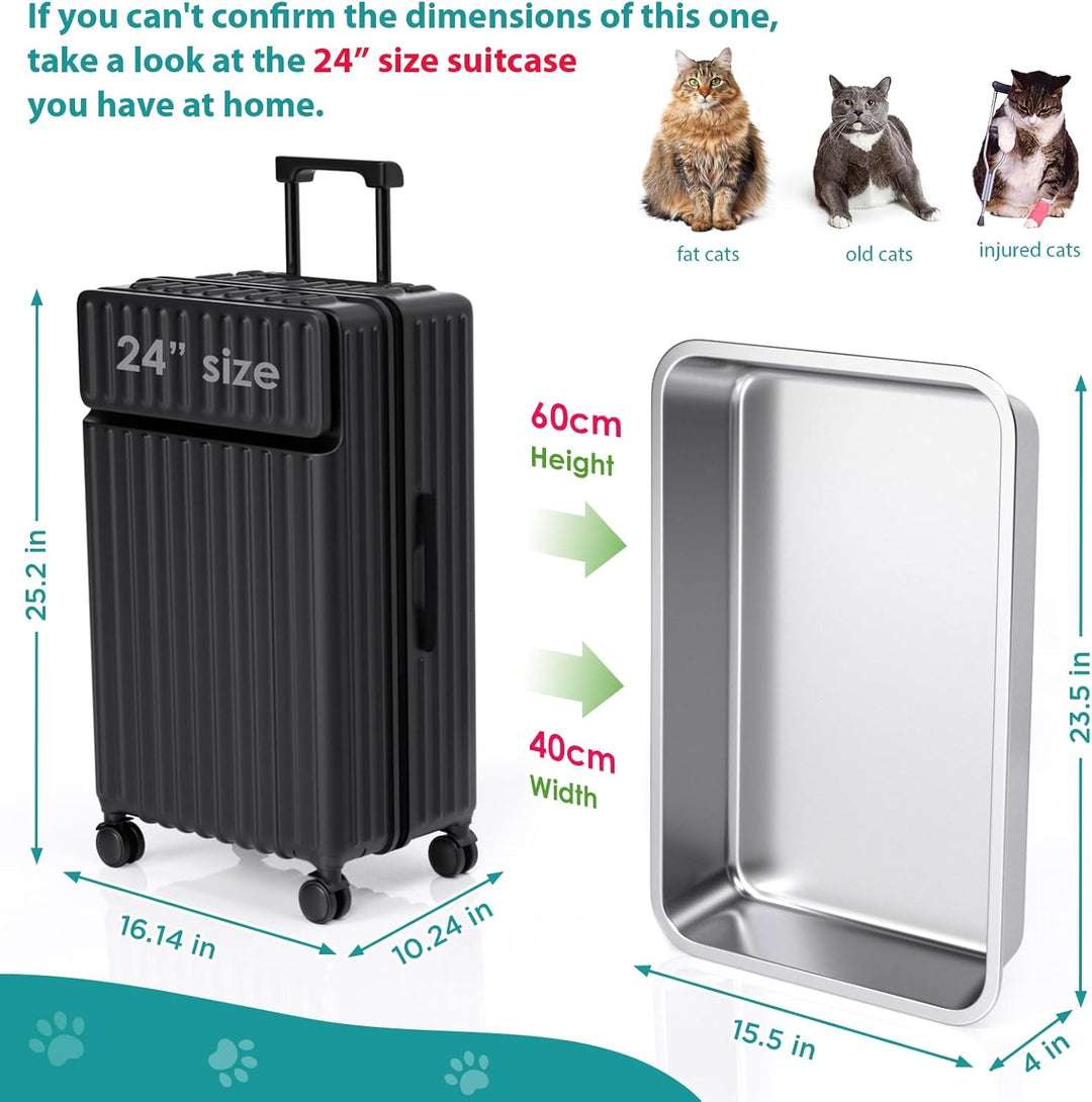 IKITCHEN Grosse Katzentoilette Edelstahl(60×40×10cm), Litter Box Katzenklo, Katzen und Kaninchen Met