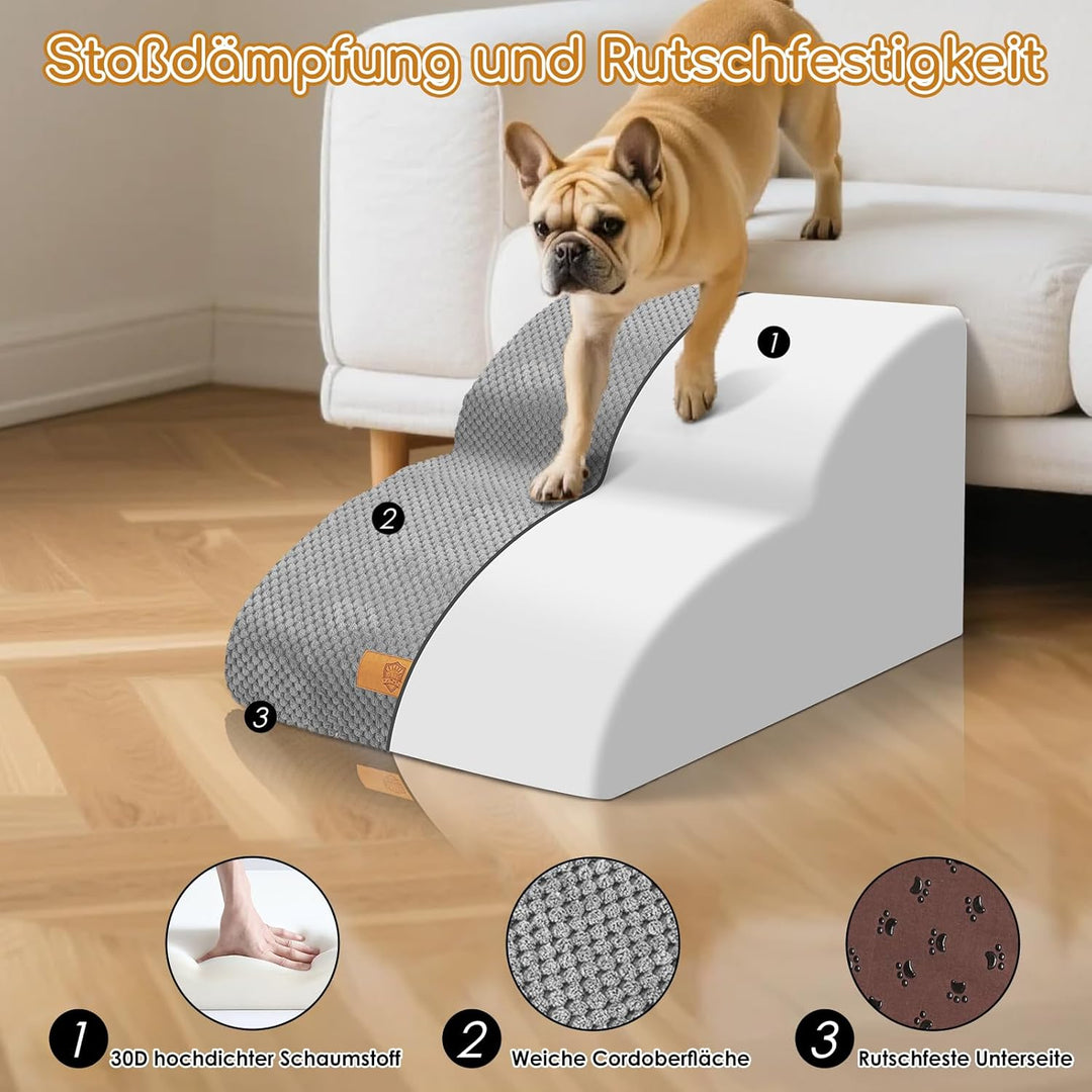 Hundetreppe Hundetreppe für Kleine Hunde, 2 Stufen Haustiertreppe mit Waschbarer Bezug, Abnehmbar Ka