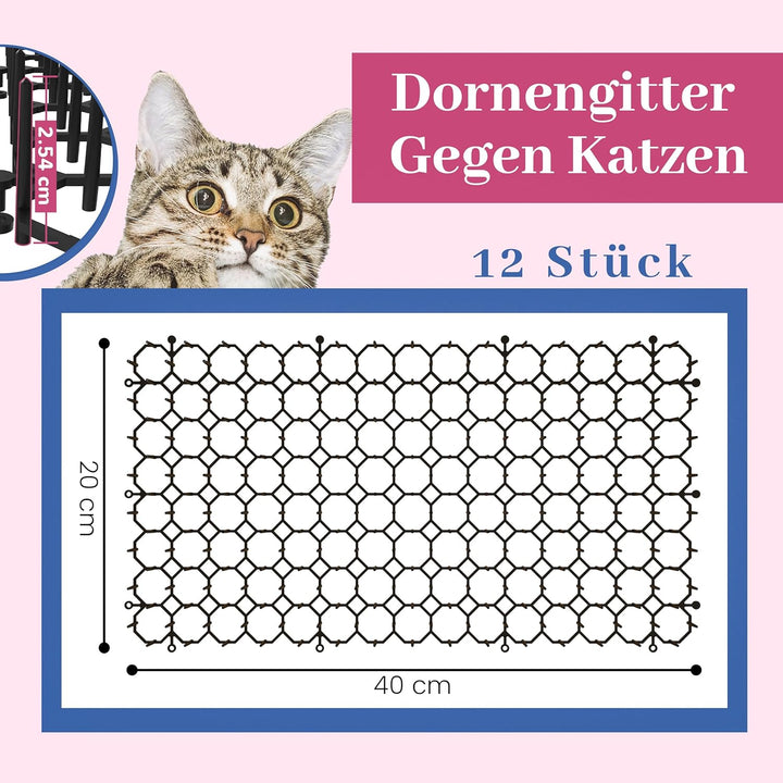 Kyrieval Dornengitter Tier-Barriere Garten Katze Tierabwehr Scat Spike Matte, 12 Pack 40 x 20 cm Ant
