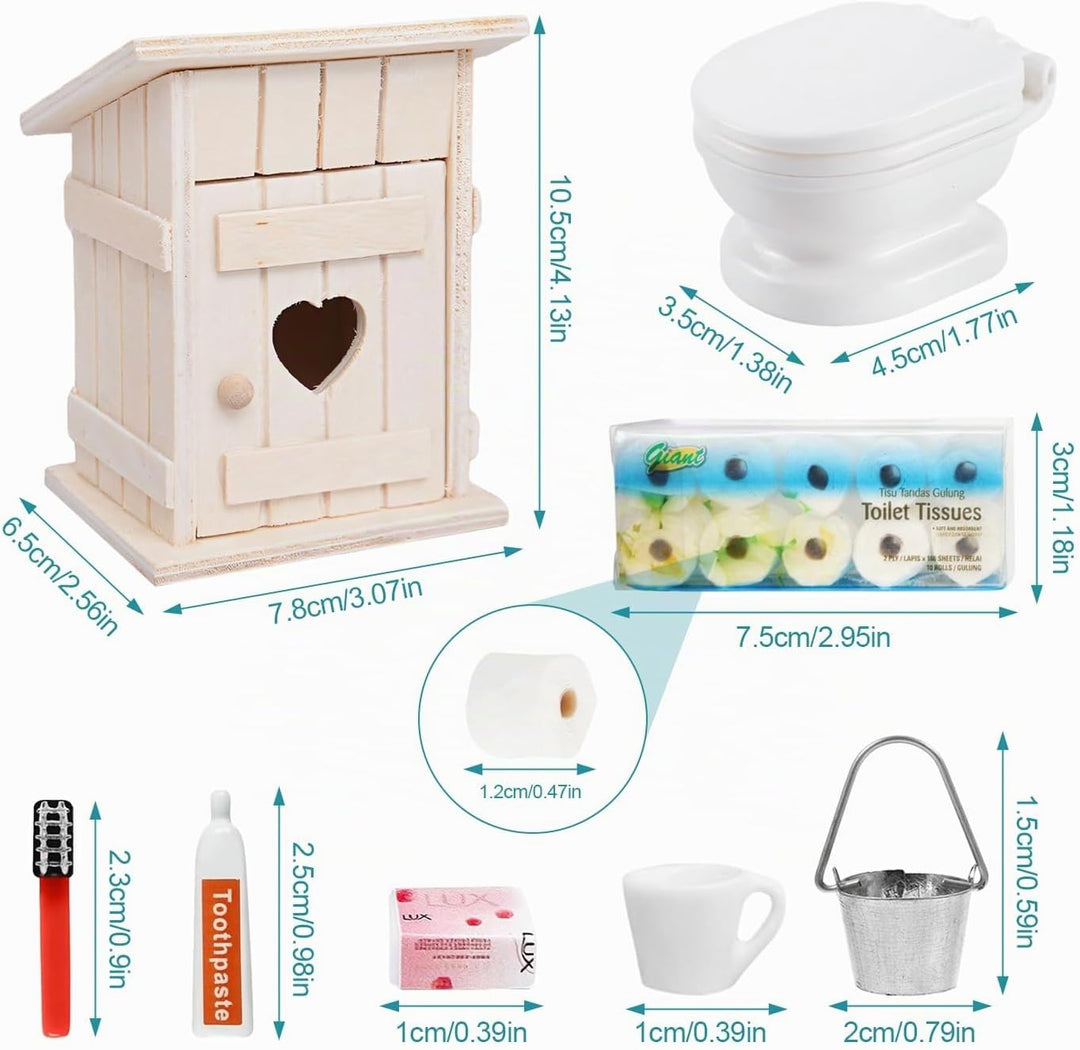 8 Stück Miniatur Toilettenhäuschen Miniatur Deko Badezimmer Puppenhaus Zubehör Wichtel Zubehör Minia
