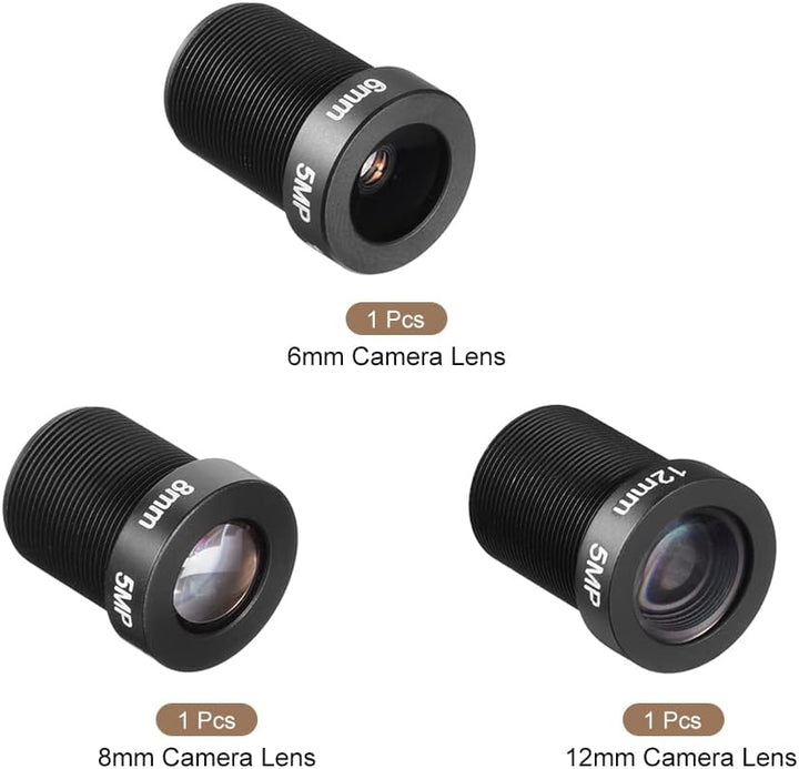 QUARKZMAN 3 Packung CCTV Objektiv 6mm/8mm/12mm 5MP F2.0 FPV Weitwinkel für CCD Camera
