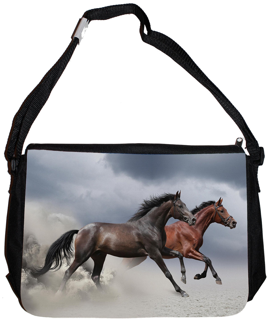 Merchandise for Fans Schultertasche - 38x28x8cm, 8,5 Liter, schwarz Motiv: Pferd/Pferde - 03