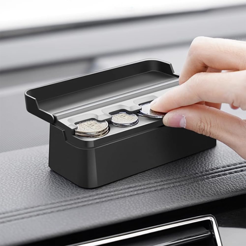 Namvo 2 Stück Auto-Münzbox, Auto-Kleingeld-Aufbewahrungsbox, tragbarer Kunststoff-Münzaufbewahrungsb