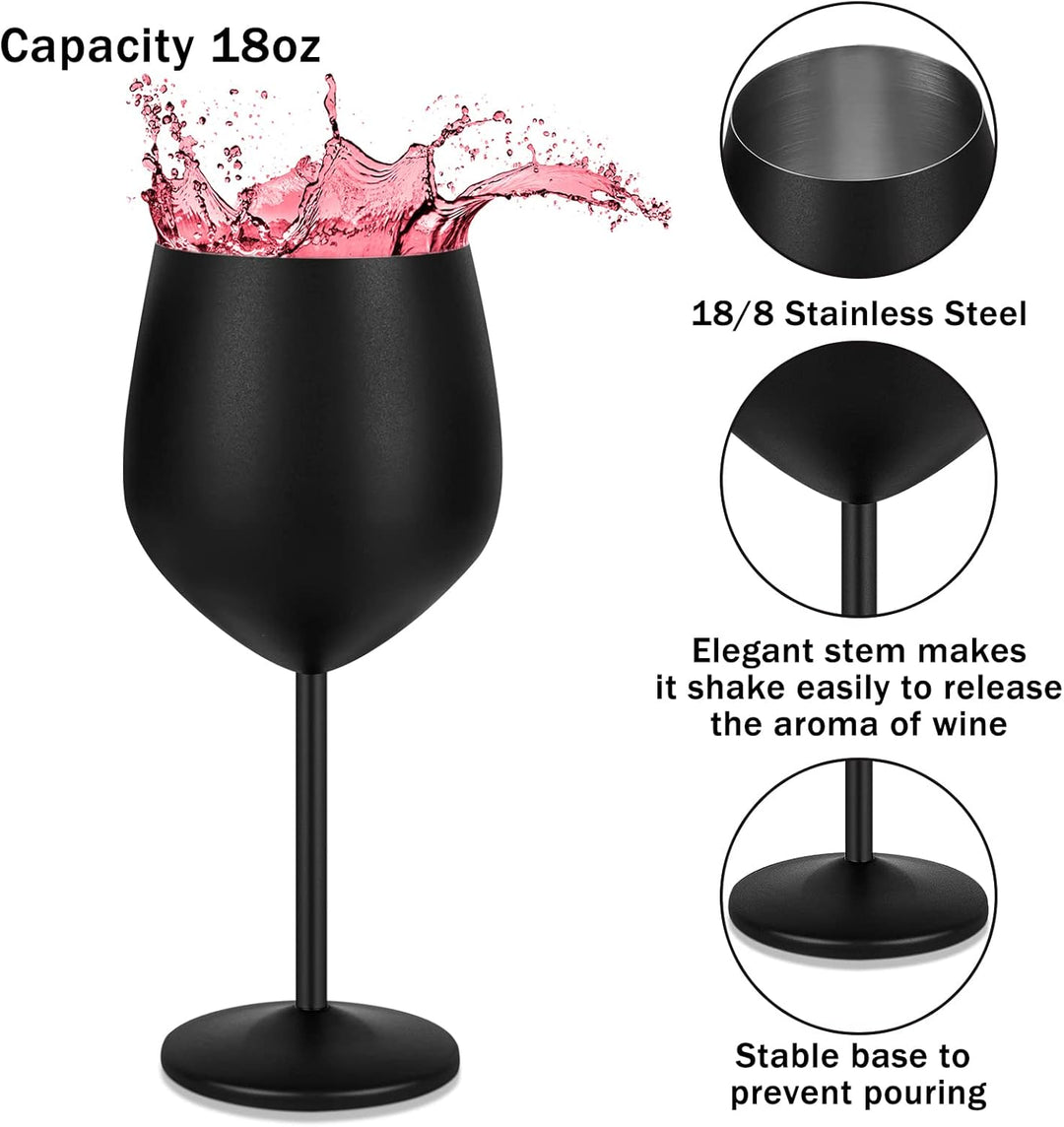Livole Cocktailgläser aus Edelstahl, Rotweingläser mit Stiel, Unzerbrechlich Weingläser, 18Oz 550ml