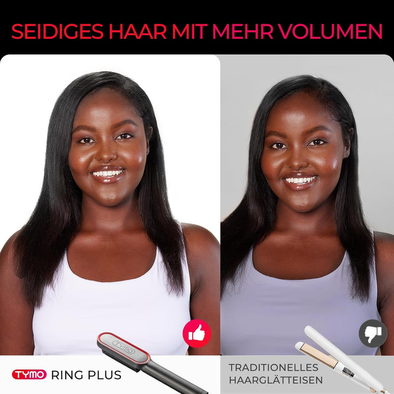 TYMO RING PLUS Ionic Hair Straightener Comb - Haarglättungsbürste und -eisen mit Nano-Titan-Beschich