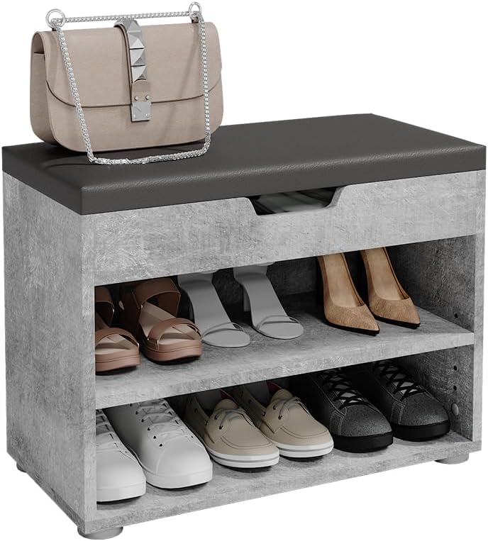 Vicco Schuhbank Rolfe, Beton/Anthrazit, 60 x 45 cm