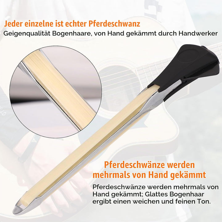 Gitarrenbogen-Set, 2-in-1 Rosshaar-Aluminium-Legierung Gitarrenbogen mit Kolophonium Schleifpapier T