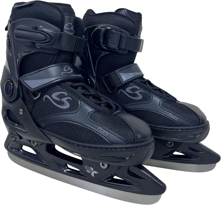 Cox Swain verstellbare Schlittschuhe Black Ice, Eislaufschuhe für Kinder, Jugendliche und Erwachsene