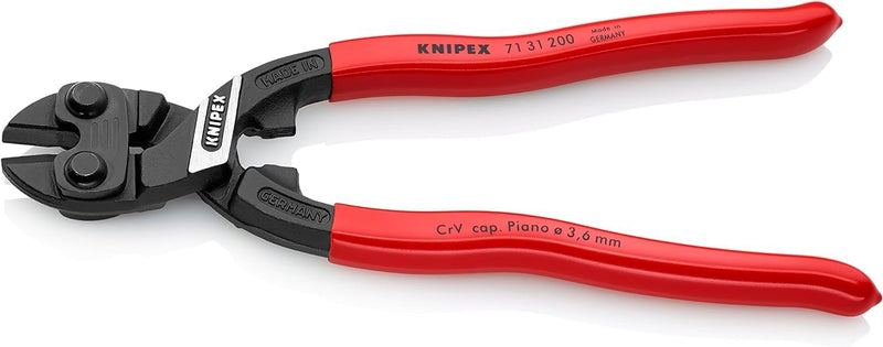 Knipex CoBolt® Kompakt-Bolzenschneider schwarz atramentiert, mit Kunststoff überzogen 200 mm 71 31 2