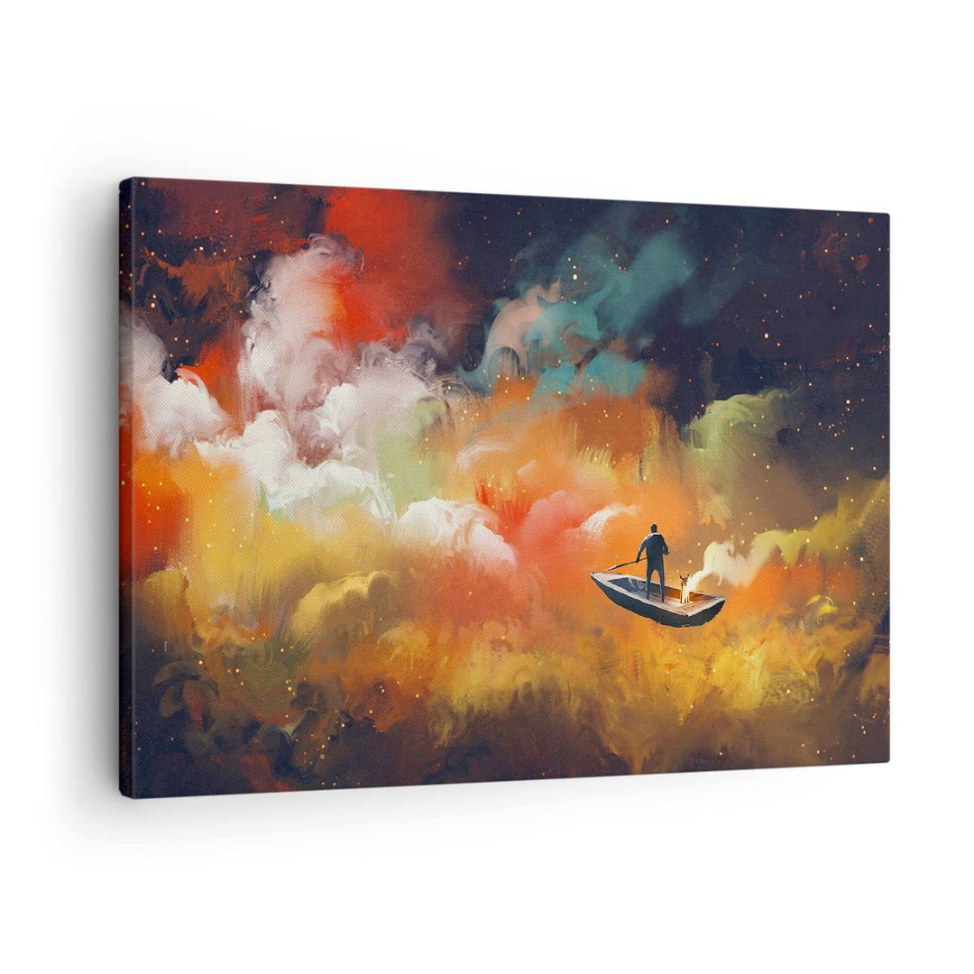 Bilder auf Leinwand Abstraktion Boot Leinwandbild mit Rahmen 70x50cm Wandbilder Dekoration Wohnzimme