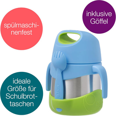 b.box Lunchbox, isoliert, mit abnehmbarem Griff, integrierter Gabel, Ocean Breeze, 1 Stück Blau, Bla