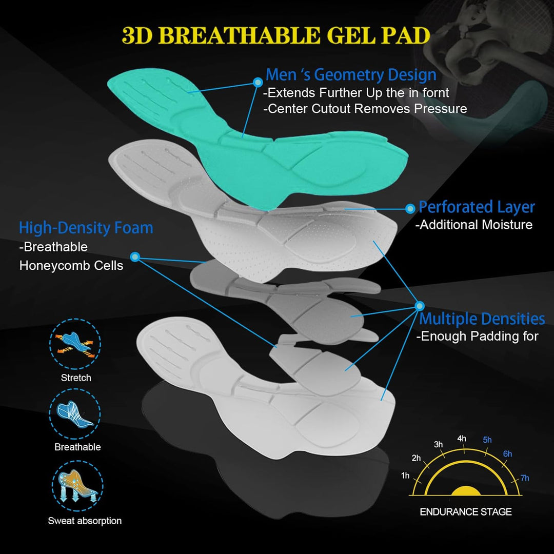 MEETWEE Herren Radlerhose Lange Fahrradhose, Kompression Radhose Leggings Radsport Hose für Männer E