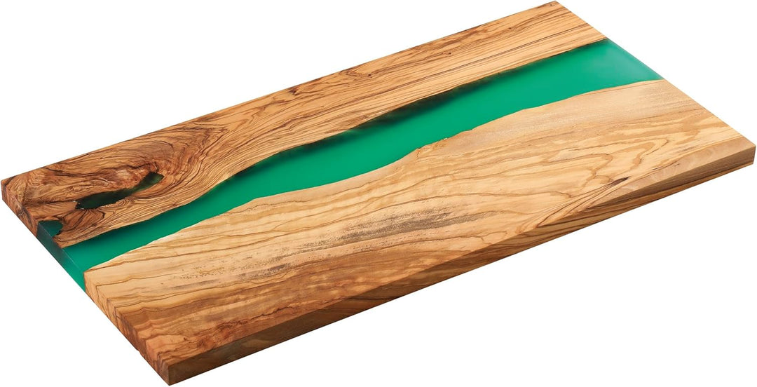 Zassenhaus Servierbrett grün aus Olivenholz & Harz, 45 x 22 x 1,5 cm, handgefertigtes Premium-Brett