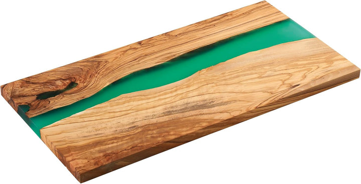 Zassenhaus Servierbrett grün aus Olivenholz & Harz, 45 x 22 x 1,5 cm, handgefertigtes Premium-Brett