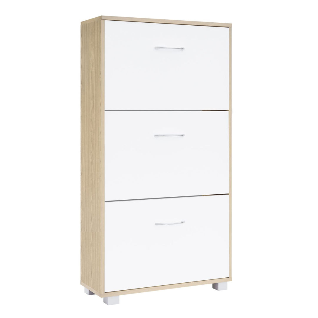 Casaria® Schuhschrank für 18 Paar Schuhe Schmal 115x60x25cm 3 Klappen Hoch Holz Geschlossen Kippsich