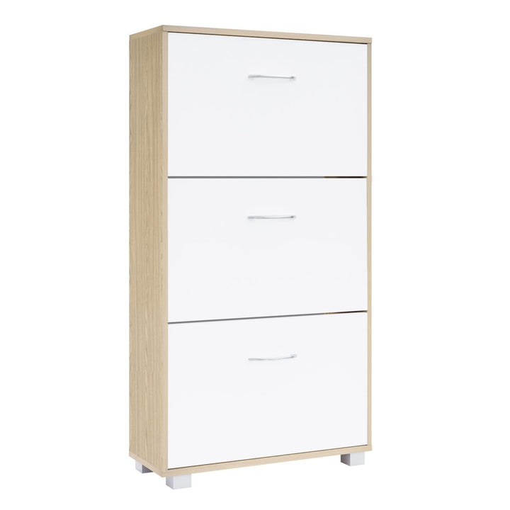 Casaria® Schuhschrank für 18 Paar Schuhe Schmal 115x60x25cm 3 Klappen Hoch Holz Geschlossen Kippsich