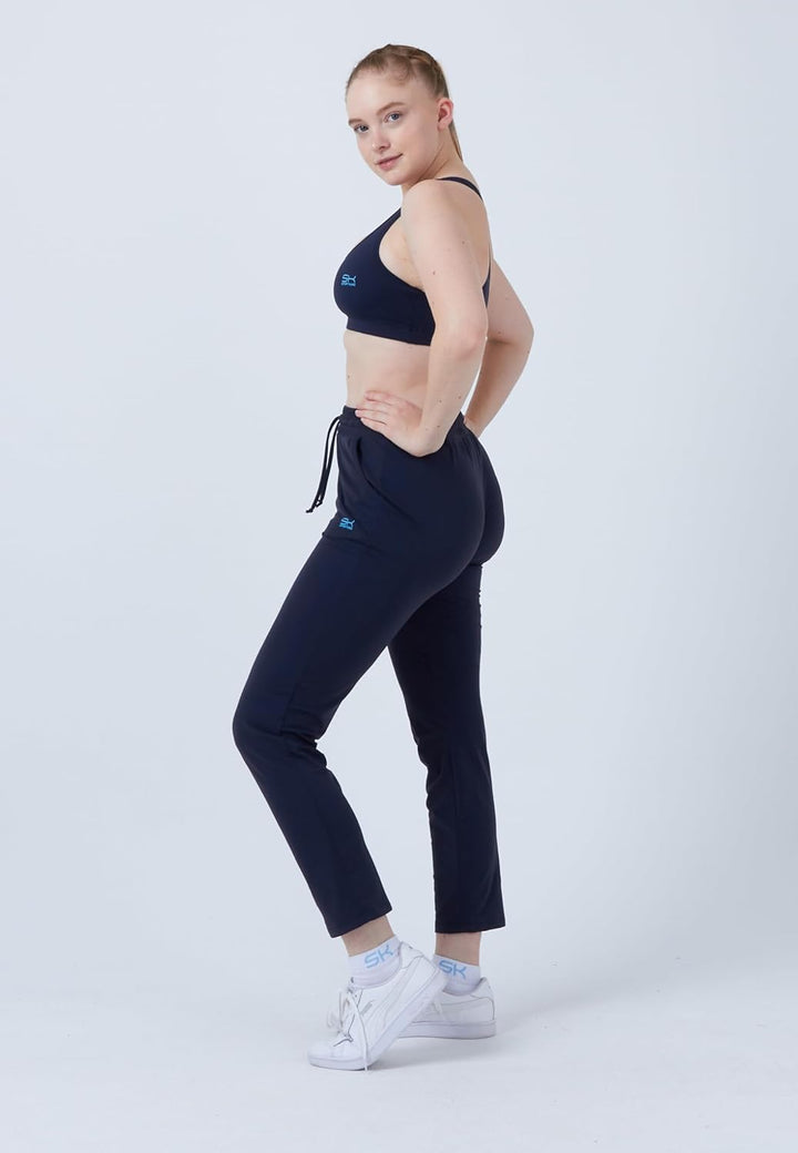 Sportkind Mädchen &amp; Damen Tennis, Fitness, Sport Trainingshose lang mit Taschen, atmungsaktiv S Navy