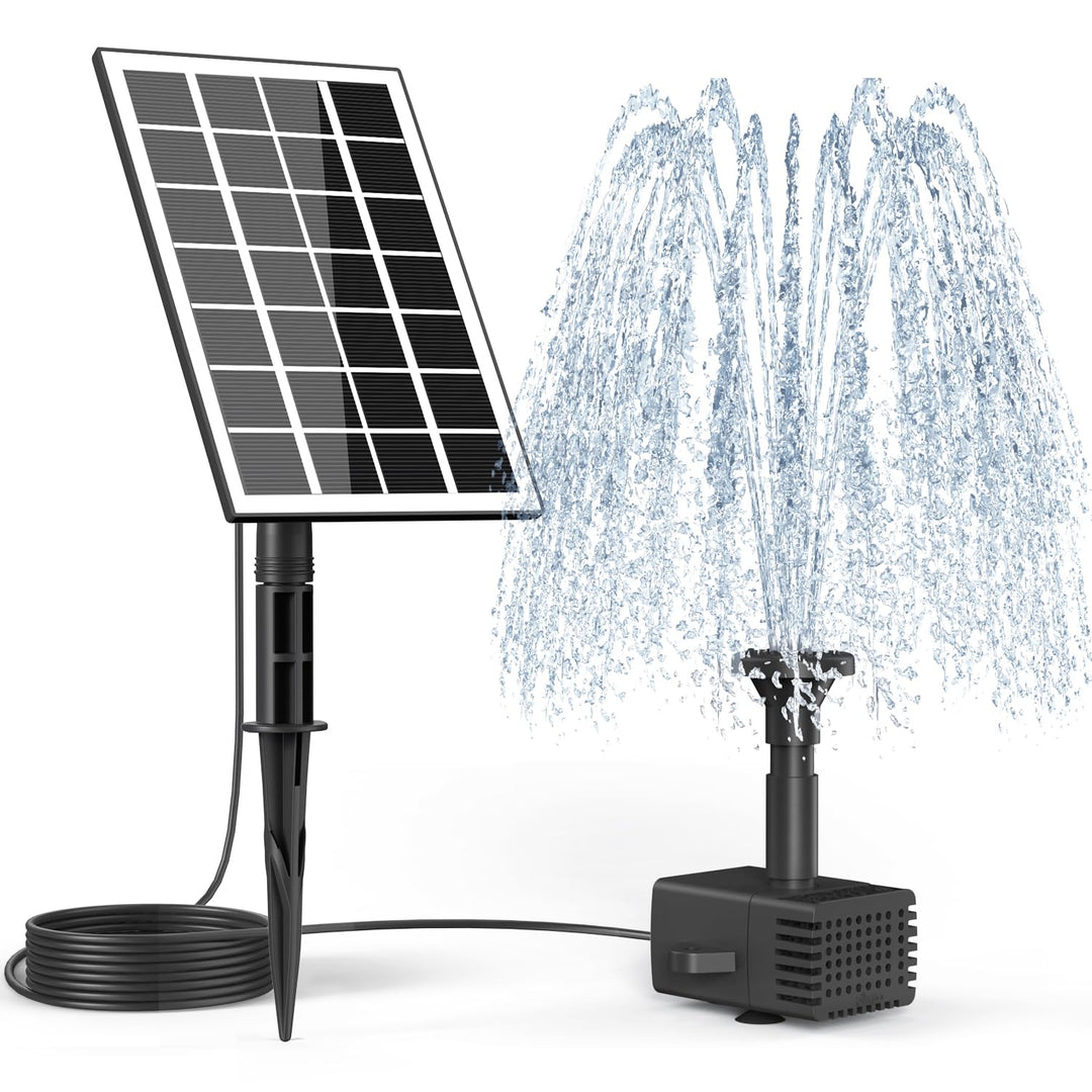 SZMP Solar Springbrunnen, 2024 Upgrade Glas Solar Teichpumpe mit 3M Kabel & 8 Düsen Solar Wasserpump