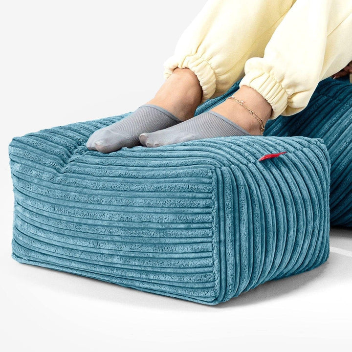 Lounge Pug, Fusshocker Pouf, Cord Türkis Cord Aegean Blue, Cord Aegean Blue