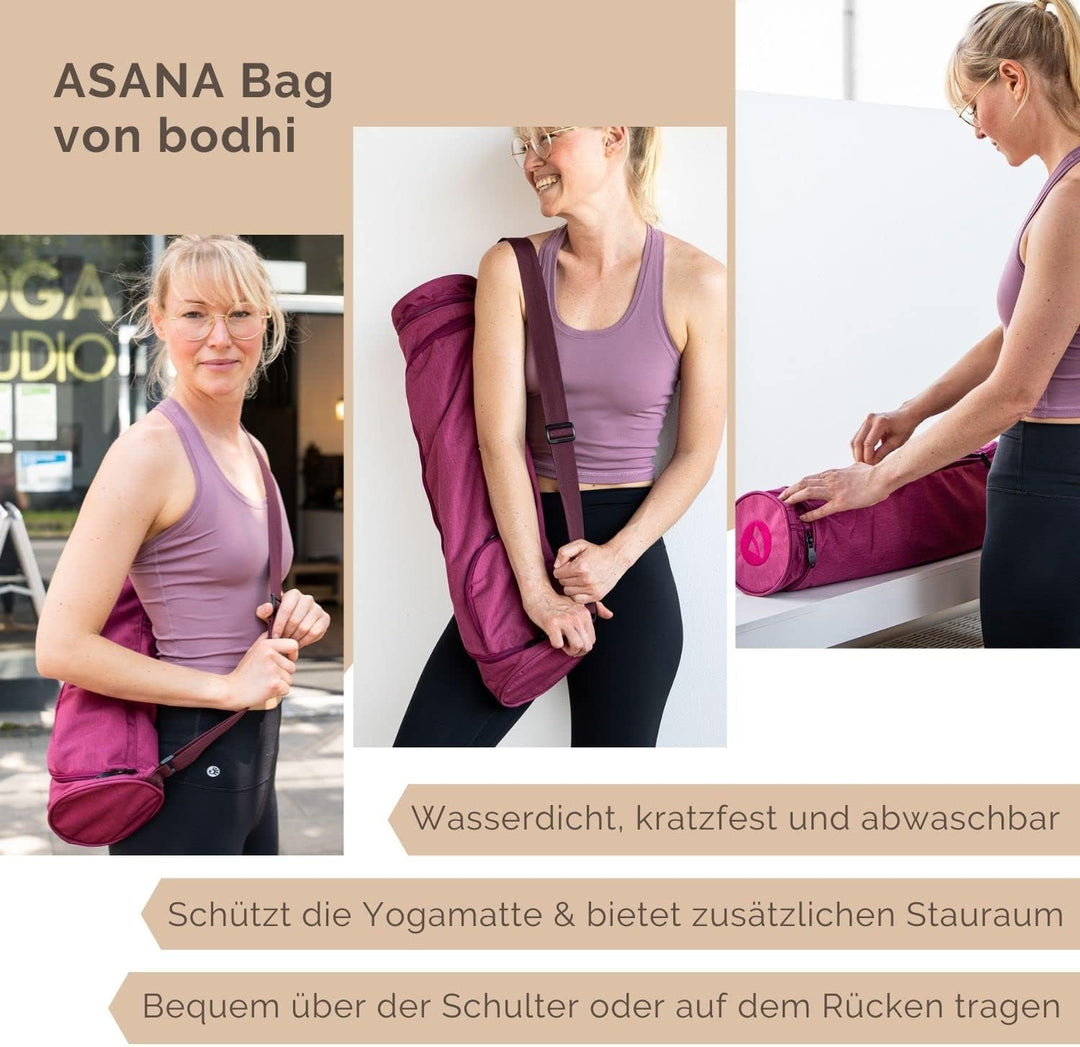 Bodhi Yogatasche ASANA Bag | Spritzwasserfeste Sporttasche | Aussentaschen für extra Platz | Polyest
