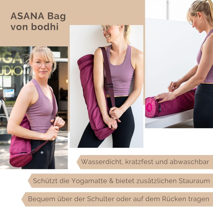 Bodhi Yogatasche ASANA Bag | Spritzwasserfeste Sporttasche | Aussentaschen für extra Platz | Polyest