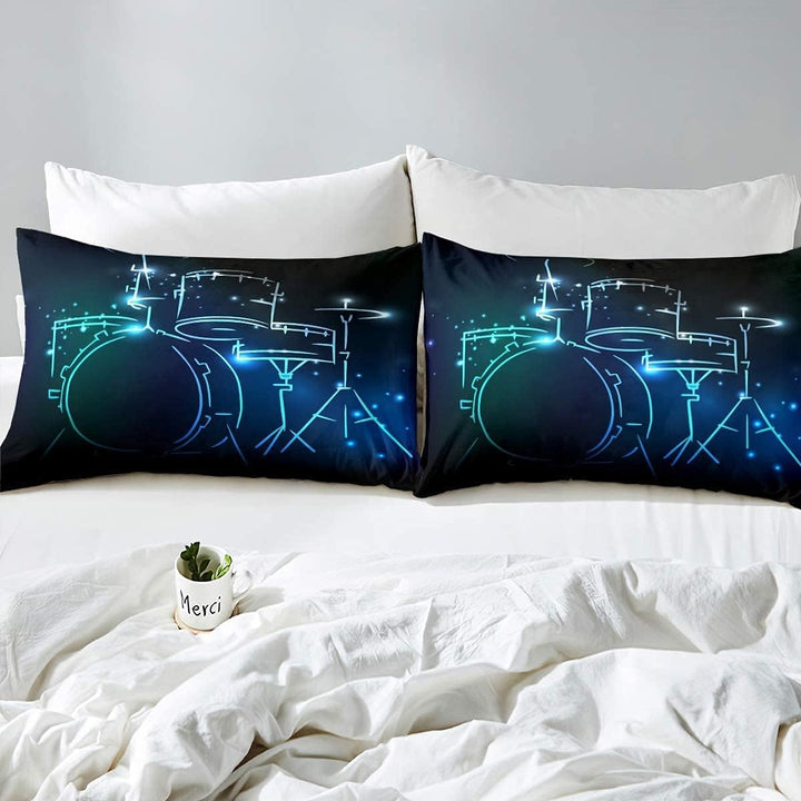 Loussiesd Rock Instrument Bettwäsche Set Schlagzeug Bettbezug für Jungen Teens Mann Musik Thema Bett