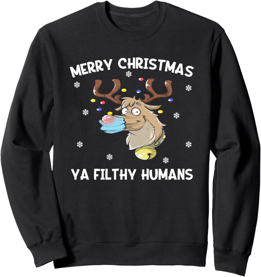 Merry Christmas Rudolph Face Mask | Funny Reindeer Sweatshirt