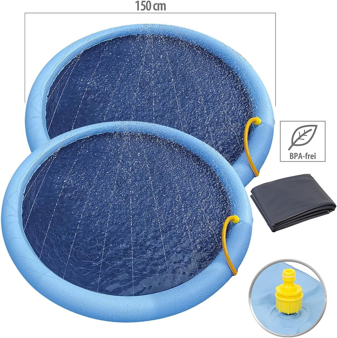 infactory Sprinklerpool: 2er-Set Wasser-Spielmatte für Kinder & Hunde, Schlauchanschluss, PVC (Sprit