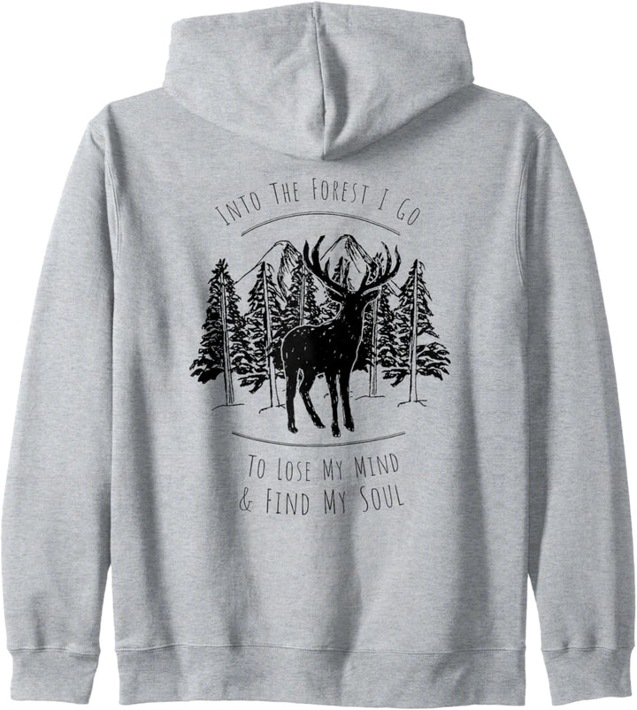 Into The Forest I Go To Find My Soul Hirsch Silhouette Kapuzenjacke
