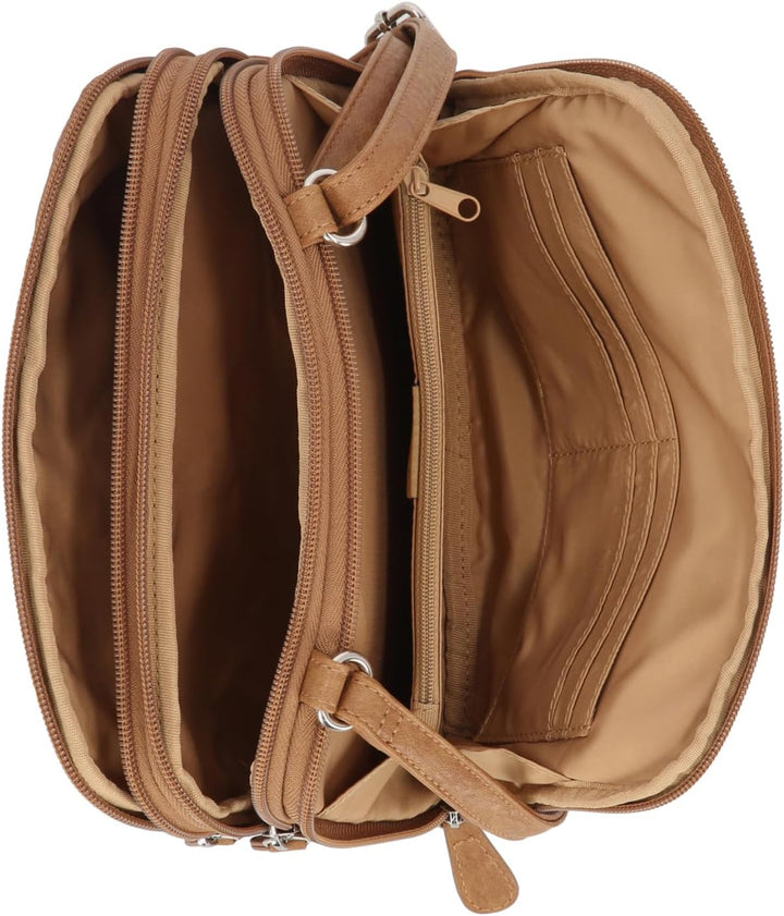 MultiSac Damen Zippy Triple Compartment Crossbody Bag Schultertasche Camel (Austin), Camel (Austin)