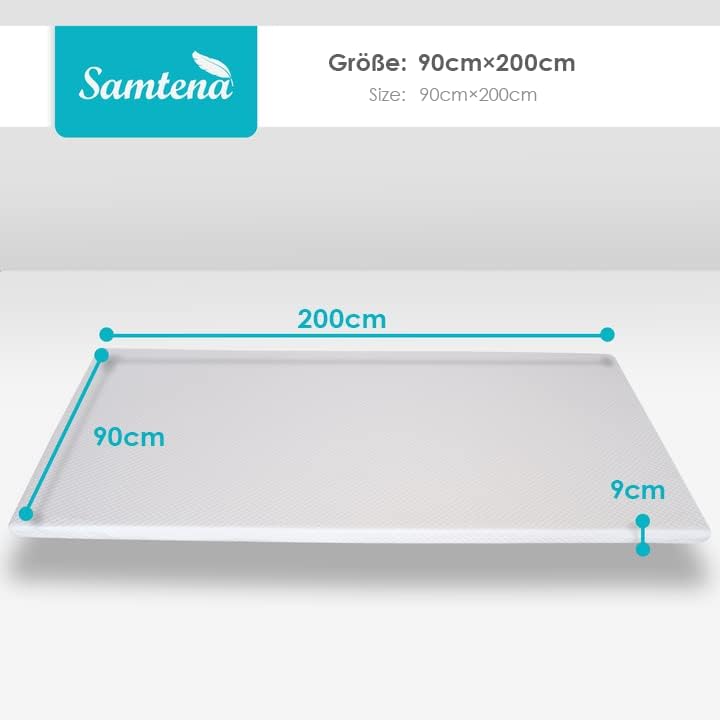 Samtena viscoelastischer Matratzentopper Superior mit Memory Foam Effekt, 90x200x9cm 90X200X9cm Supe