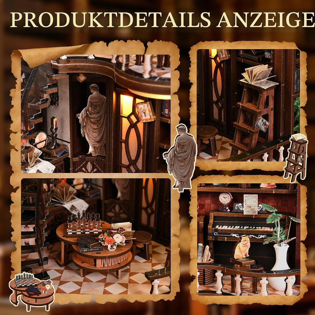Book Nook Kit für Erwachsene - CRIOLPO DIY Miniatur Haus Holzpuzzle 3D Puppenhaus - Buchstütze für B