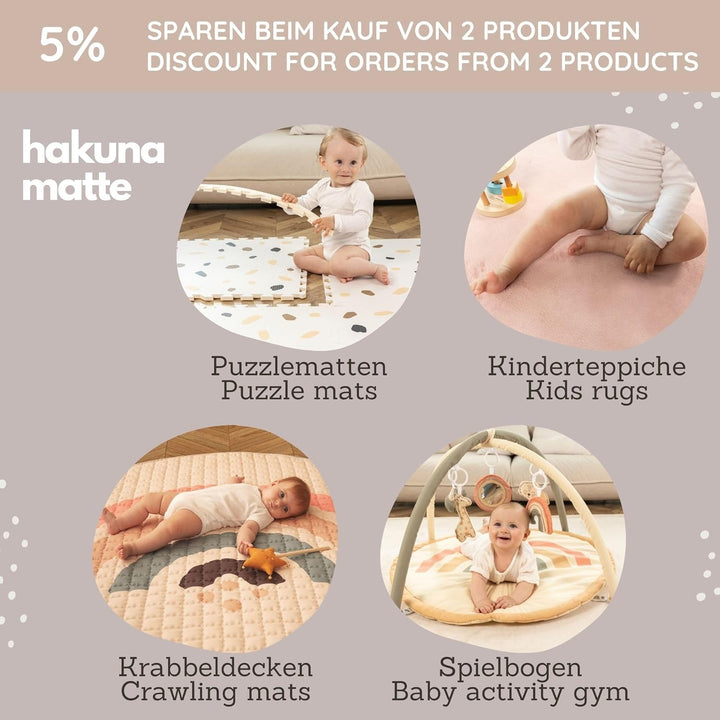 Hakuna Matte Gesteppte Krabbeldecke für Baby 150cm – Extra Dicke 1,5cm und Weiche Krabbelmatte in Sc