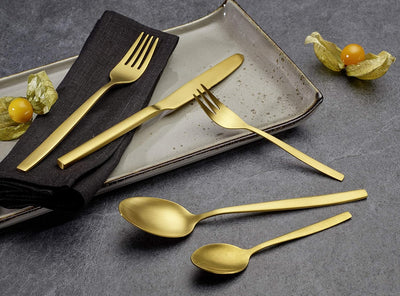 ECHTWERK EW-BS-3075G Tafelbesteck Positano-Gold Edition, 30-teilig, für 6 Personen, Edelstahl 18/10-
