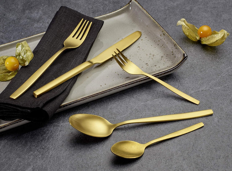 ECHTWERK EW-BS-3075G Tafelbesteck Positano-Gold Edition, 30-teilig, für 6 Personen, Edelstahl 18/10-