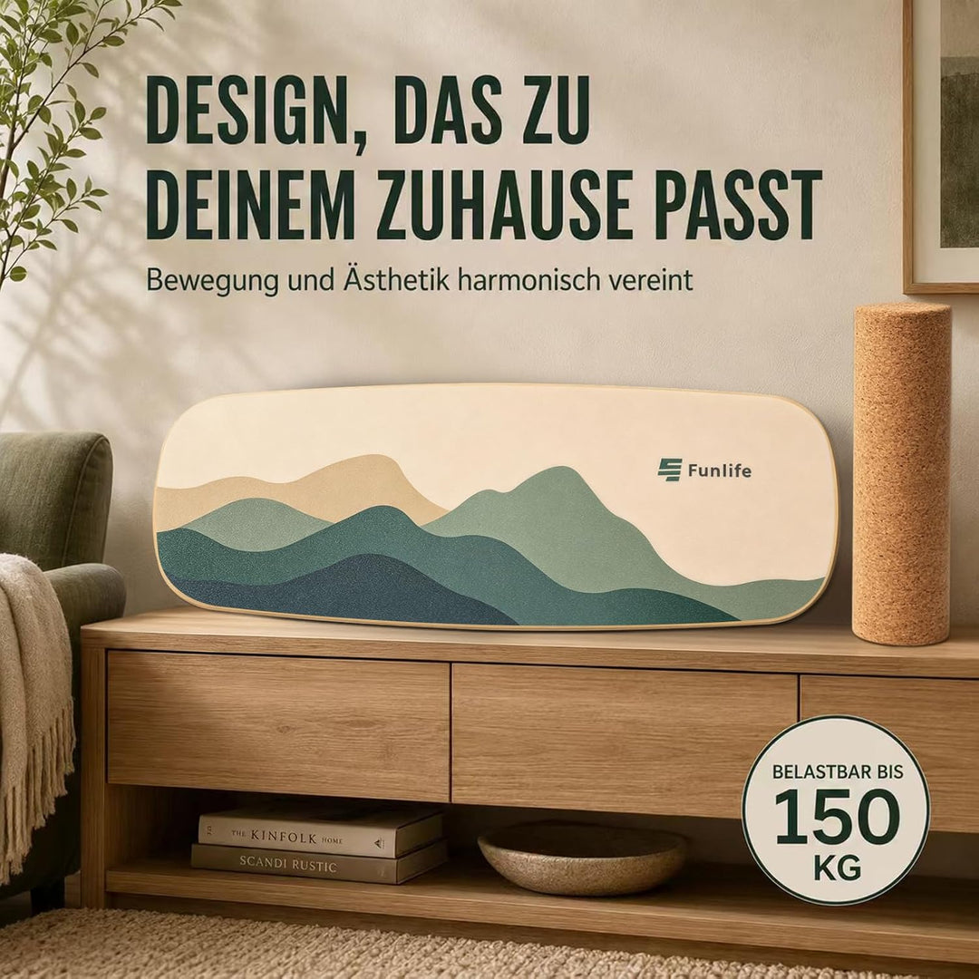 FunLife Balance Board aus Holz – Stabiler Gleichgewichtstrainer für Core Training, Fitness &amp; Balance