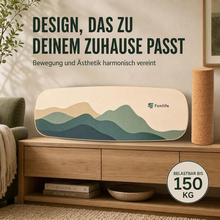 FunLife Balance Board aus Holz – Stabiler Gleichgewichtstrainer für Core Training, Fitness &amp; Balance