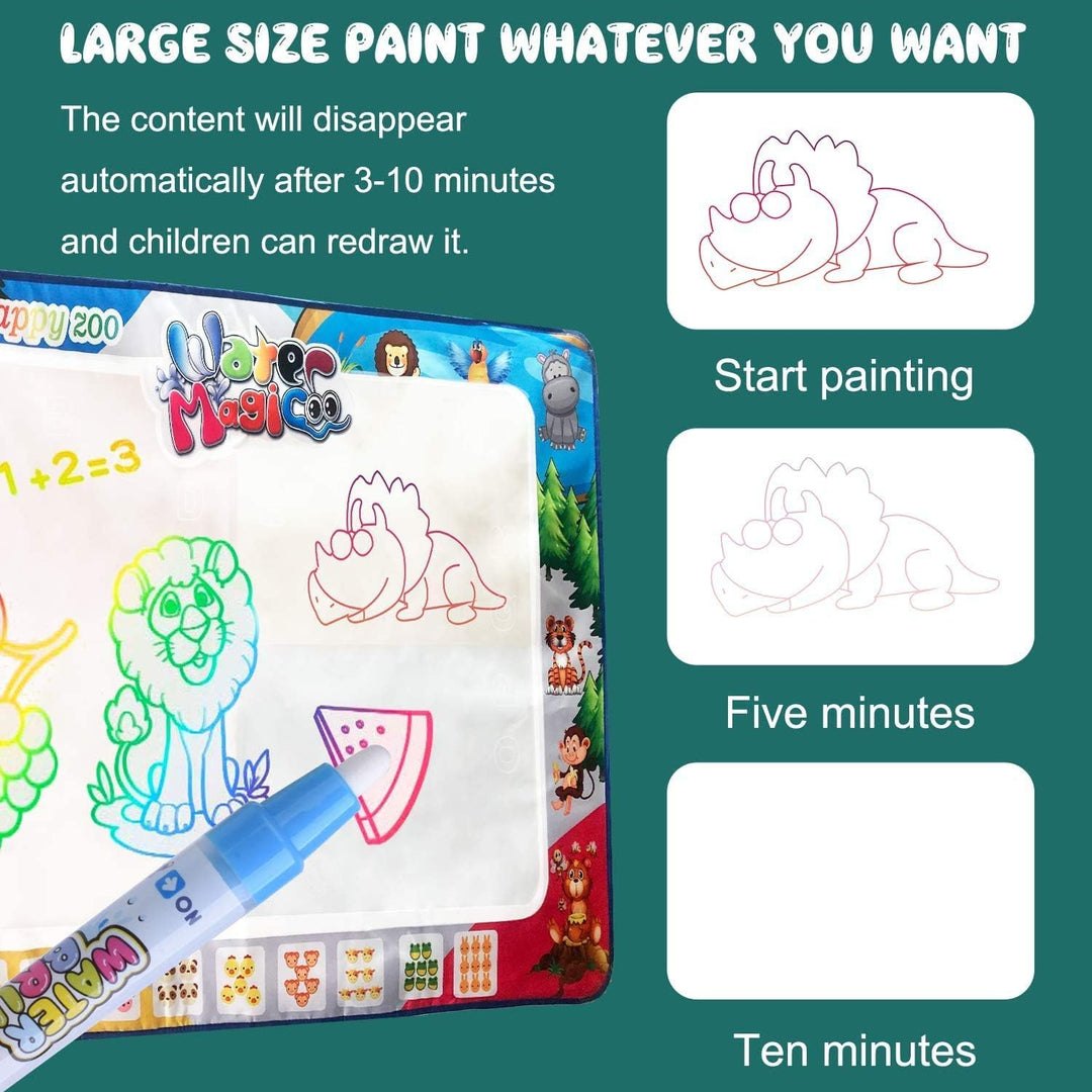 MOONTOY Tier Wassermalmatte 120 x 80cm, Wasser Doodle Matte Geschenk,Mädchen Malmatte mit Wasserstif
