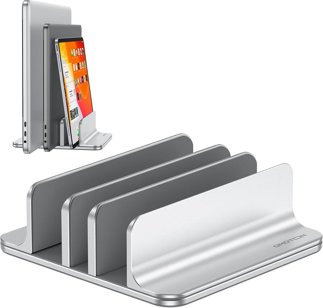 OMOTON 3 Slot Aluminium Vertikal Laptop Ständer, Verstellbarer Notebook Ständer, Laptop Halterung fü
