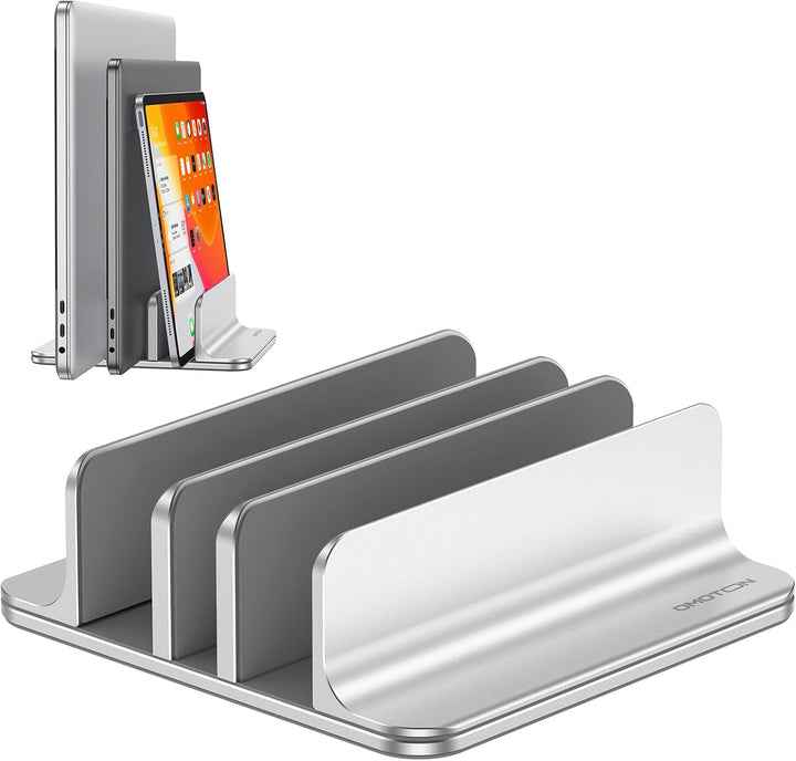 OMOTON 3 Slot Aluminium Vertikal Laptop Ständer, Verstellbarer Notebook Ständer, Laptop Halterung fü