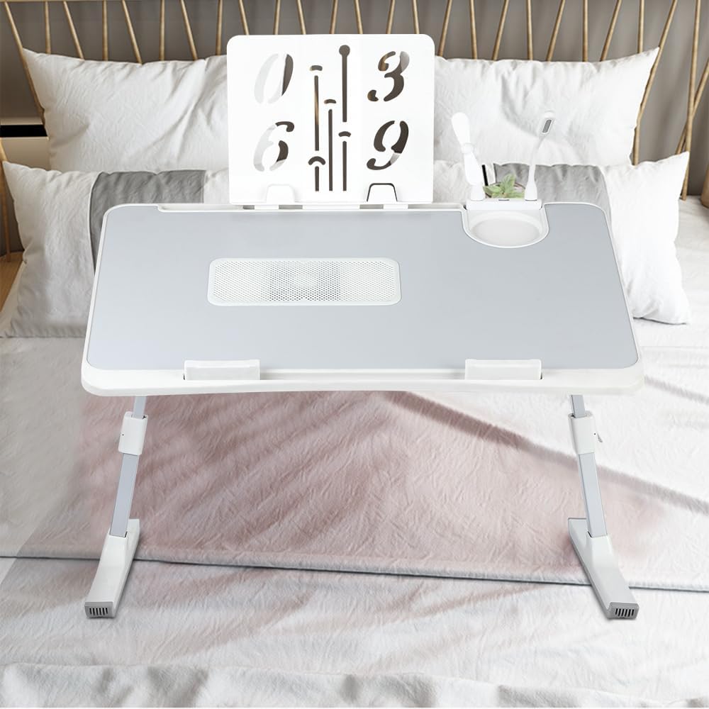 Betttisch, höhenverstellbar, mit 5 verstellbaren Winkeln, Lapdesk, faltbar, für Sofa, Studium, Lesen