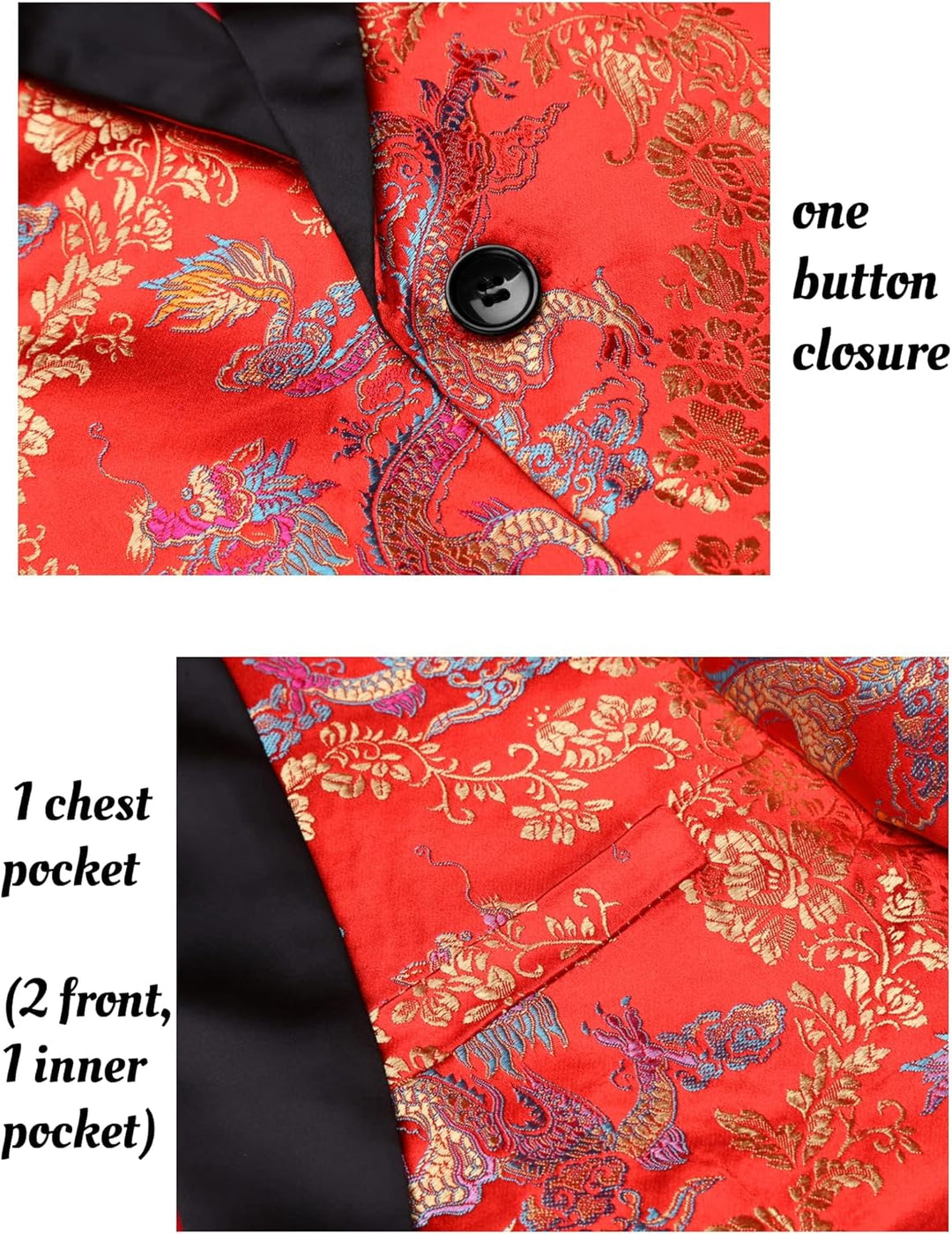 Coofandy Men's Floral Tuxedo Jacket Luxury Embroidered Suit Wedding Blazer Dinner Tuxedo for Party R
