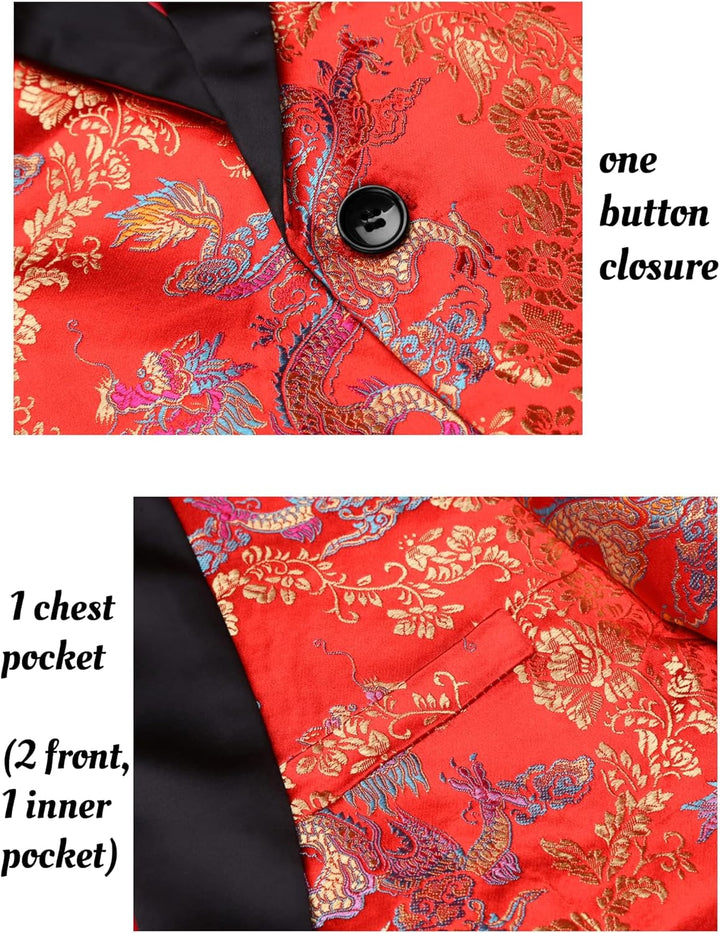 Coofandy Men's Floral Tuxedo Jacket Luxury Embroidered Suit Wedding Blazer Dinner Tuxedo for Party R