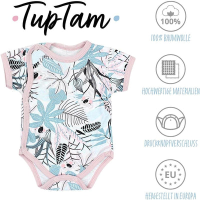 TupTam Baby Mädchen Kurzarm Wickelbody Baumwolle 5er Set 74 Farbenmix 10, 74 Farbenmix 10