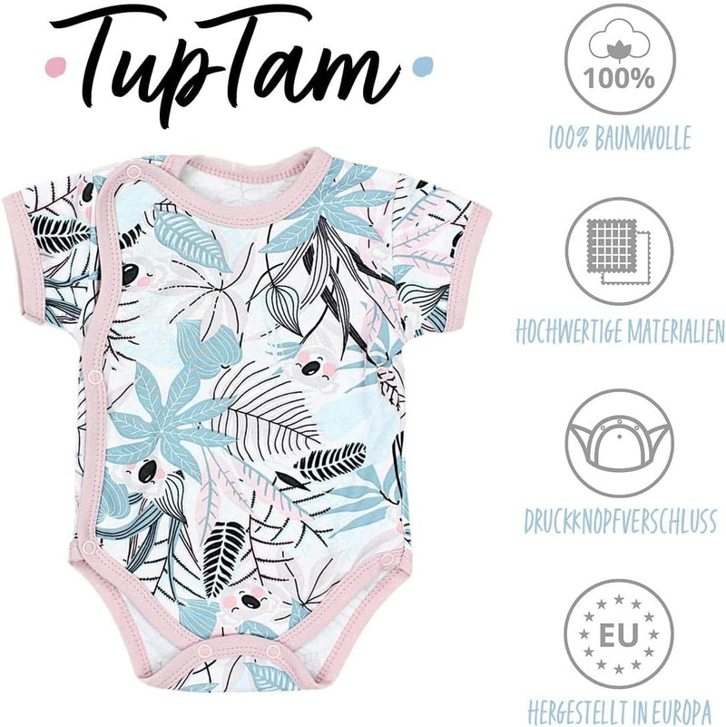 TupTam Baby Mädchen Kurzarm Wickelbody Baumwolle 5er Set 74 Farbenmix 10, 74 Farbenmix 10