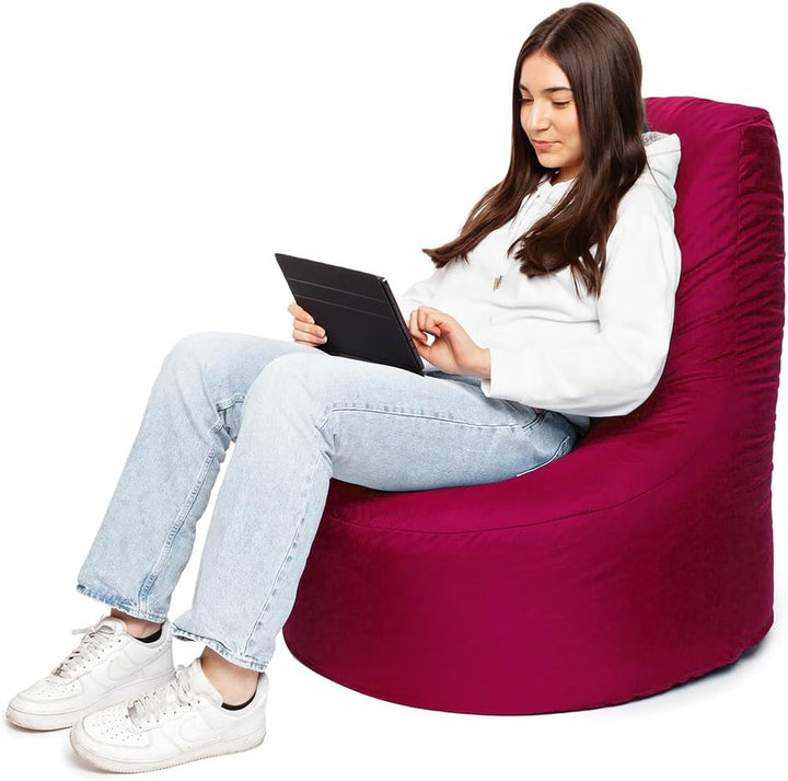 PATCH HOME Gamer Sessel inkl. Würfel Bean Bag Set Ø80cm, 30cm Sitzhöhe, 90cm Höhe + 35x35cm Würfel W