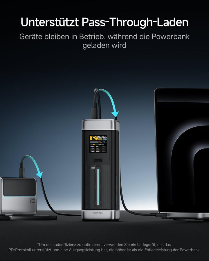 CUKTECH 20 Powerbank, 140W Power Bank 25.000mAh(5S1P) mit 3 Anschlüsse, PD3.1 externer Akku mit Digi