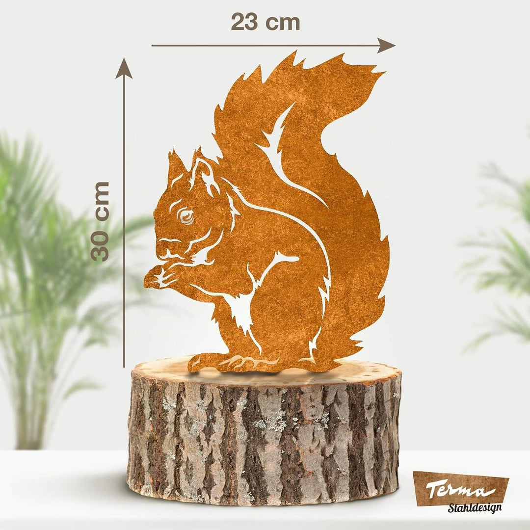 Terma Stahldesign Edelrost Eichhörnchen zum Schrauben Handmade Germany, tolle gartendeko aus Rost-Me
